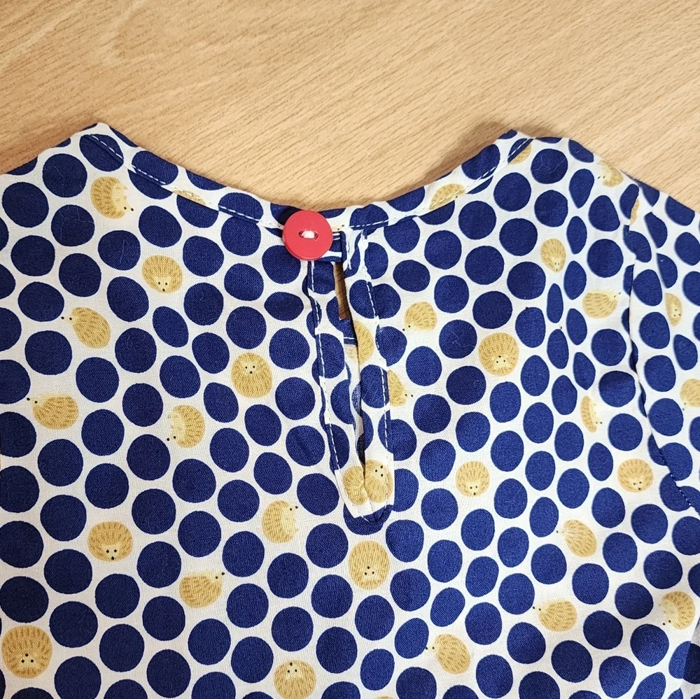 NWT Smiling Button Hedgehog Navy Polka Dot Cotton Dress Pockets‎ Size 5